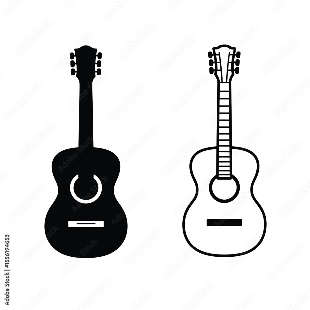 Obraz premium A minimalist illustration of two acoustic guitars side by side