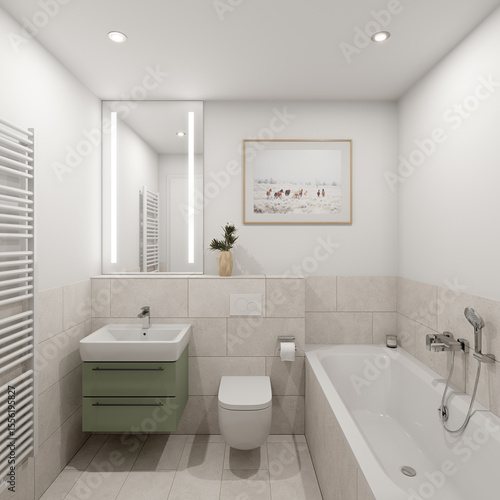 Wallpaper Mural 3D Rendering of a modern bathroom interior. Torontodigital.ca