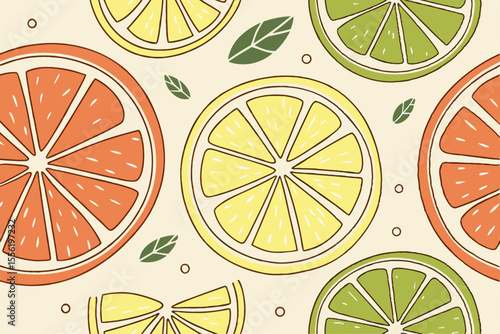 watercolor- style citrus slices seamless pattern 