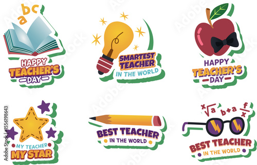 Happy Teacher's Day Stickers Best Teacher Awards & Designs