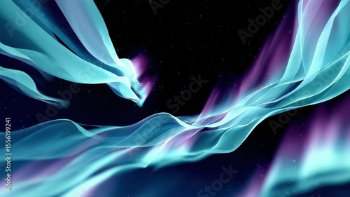 Abstract flowing blue and purple light waves with glowing particles dark starry background, creating dreamy, ethereal atmosphere and dynamic energy, perfect for modern digital or creative design