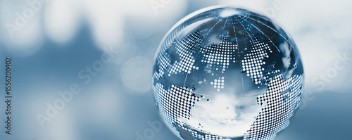Crystal globe symbolizes diversification and balance in global portfolio