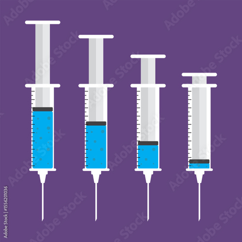 Set of Syringes with Blue Liquid