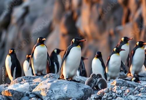 king penguins on the rocks