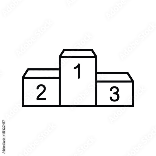 Simple outline icon of a sports podium with first second and third place winners