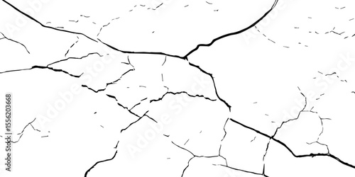 
Cracked wall texture grunge background. Earthquake effect. Vector illustration-Old cracked texture set isolated. Dry land crack texture for overlay.
