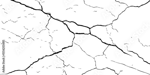 Cracked wall texture grunge background. Earthquake effect. Vector illustration-Old cracked texture set isolated. Dry land crack texture for overlay.

