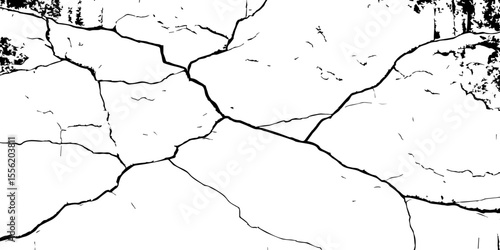 Cracked wall texture grunge background. Earthquake effect. Vector illustration-Old cracked texture set isolated. Dry land crack texture for overlay.

