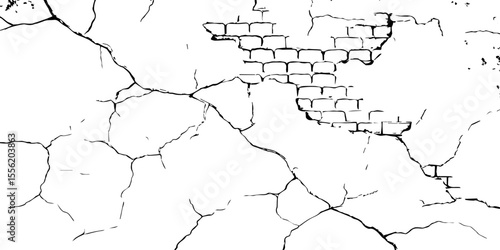 Cracked wall texture grunge background. Earthquake effect. Vector illustration-Old cracked texture set isolated. Dry land crack texture for overlay.

