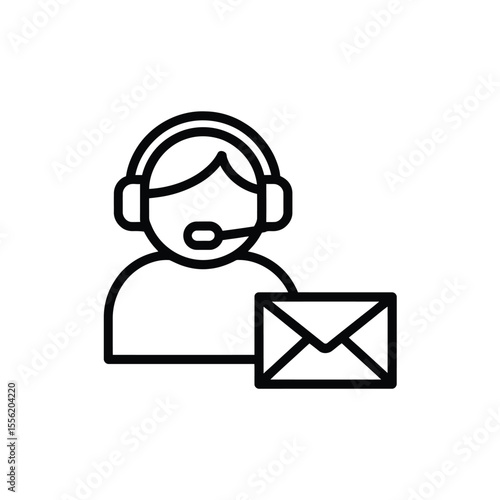 Customer service representative with headset and envelope icon for communication