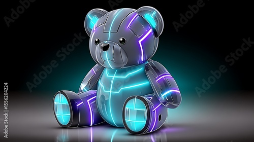 Futuristic teddy bear, glowing