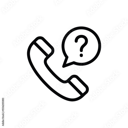 Telephone handset with a question mark in a speech bubble icon representing inquiry or support