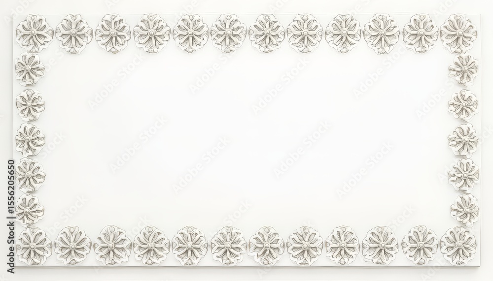 Frame with Floral Border on White Background Frame with Floral Border on White Background
