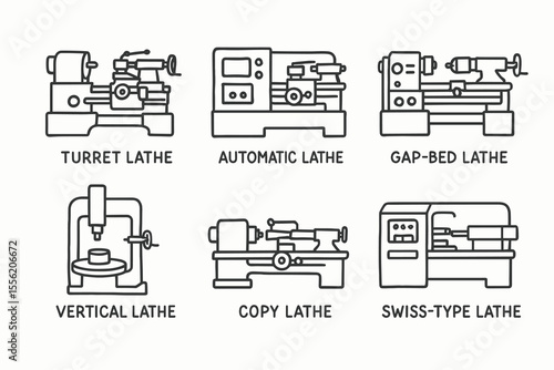 Turret automatic gap-bed vertical copy swiss-type lathe illustrations