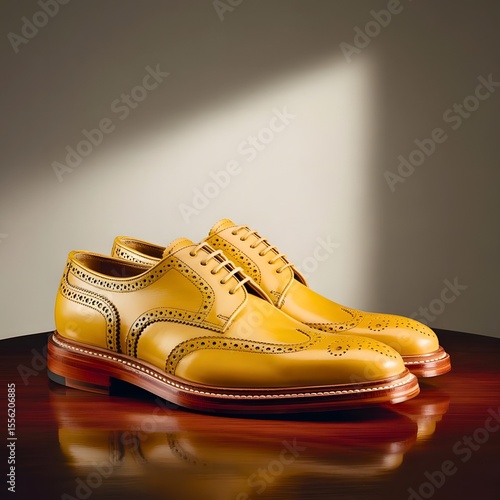 The pair of leather shoes. Generative By Ai