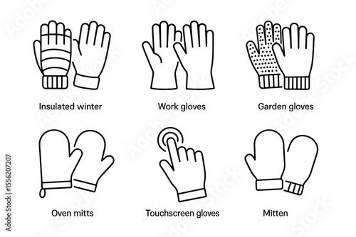 Types of gloves: winter, work, garden, oven mitts, touchscreen, mittens