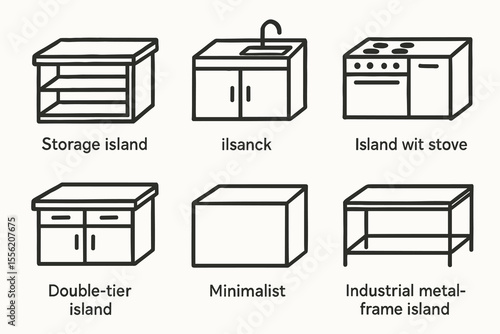 Minimalist kitchen islands: storage, sink, and stove designs