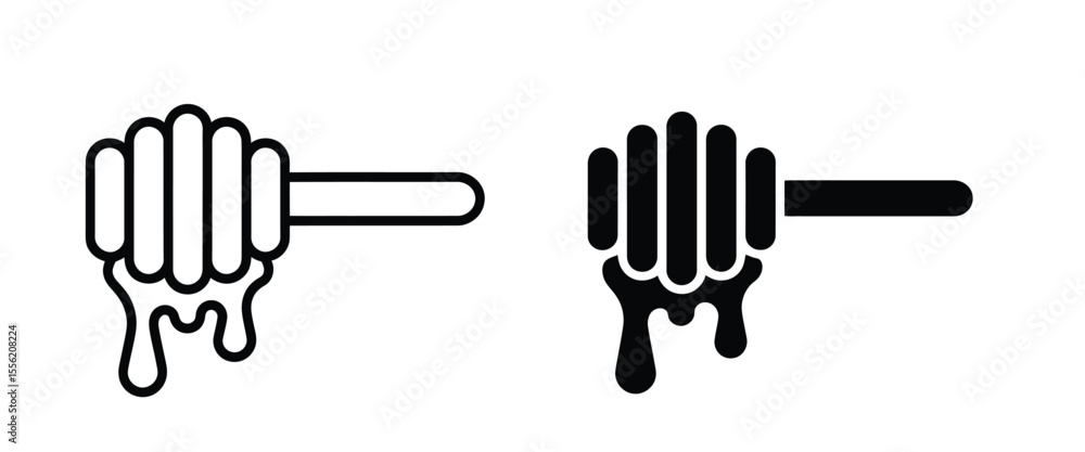 Obraz premium A minimalist line art illustration of a honey dipper