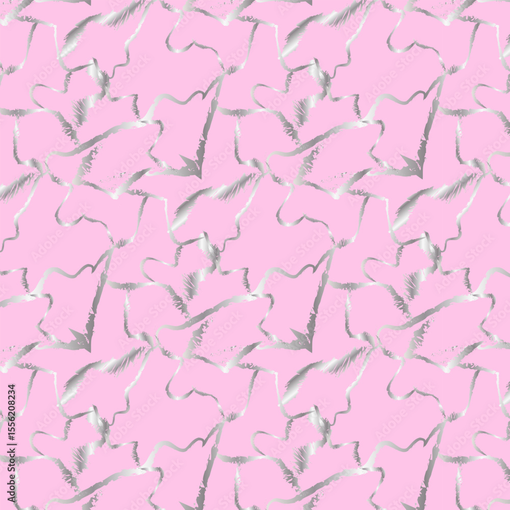 Abstract drawing on a pink background.Vector seamless pattern with silver abstract ornament on a pink background. Abstract drawing on a pink background.Vector seamless pattern with silver abstract ornament on a pink background.
