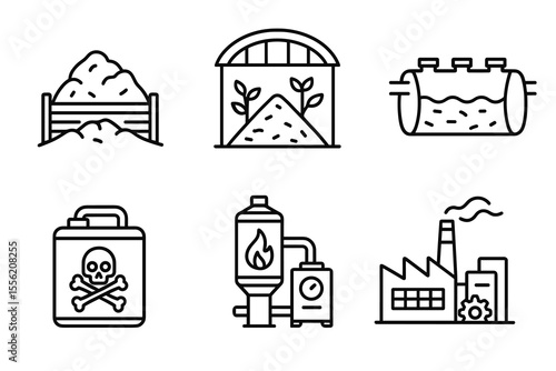 Industrial icons of waste management and pollution control