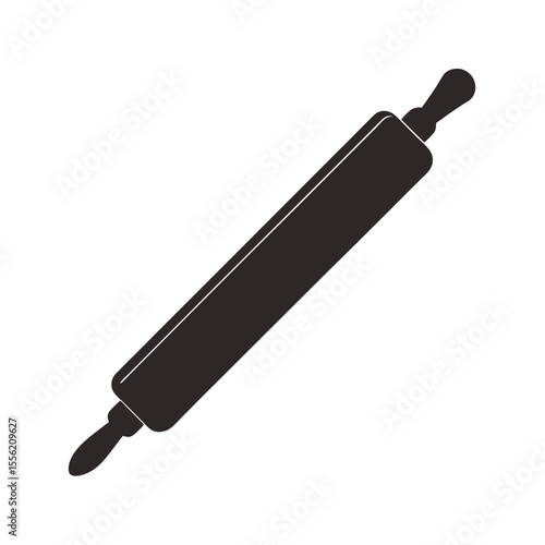 Simple Black and White Silhouette of a Rolling Pin, Baking Icon, Minimalist Kitchen Utensil, Clean Design, Perfect for Websites, Blogs, and Recipe Books