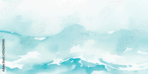 Gentle Blue Watercolor Wave Texture with Subtle Gradient Layers and Airy Brush Strokes for Spa and Wellness Backgrounds