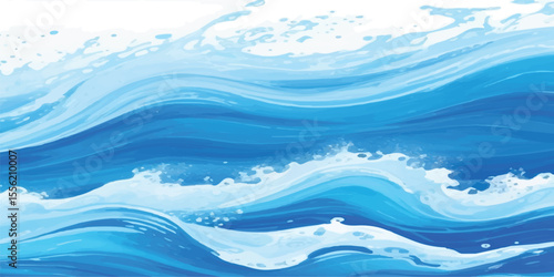 Peaceful Abstract Ocean Ripple Texture in Blue and White Watercolor Wash.  Soft Blue and White Hand-Painted Sea Wave Layers, Perfect for Serene Marine Graphics
