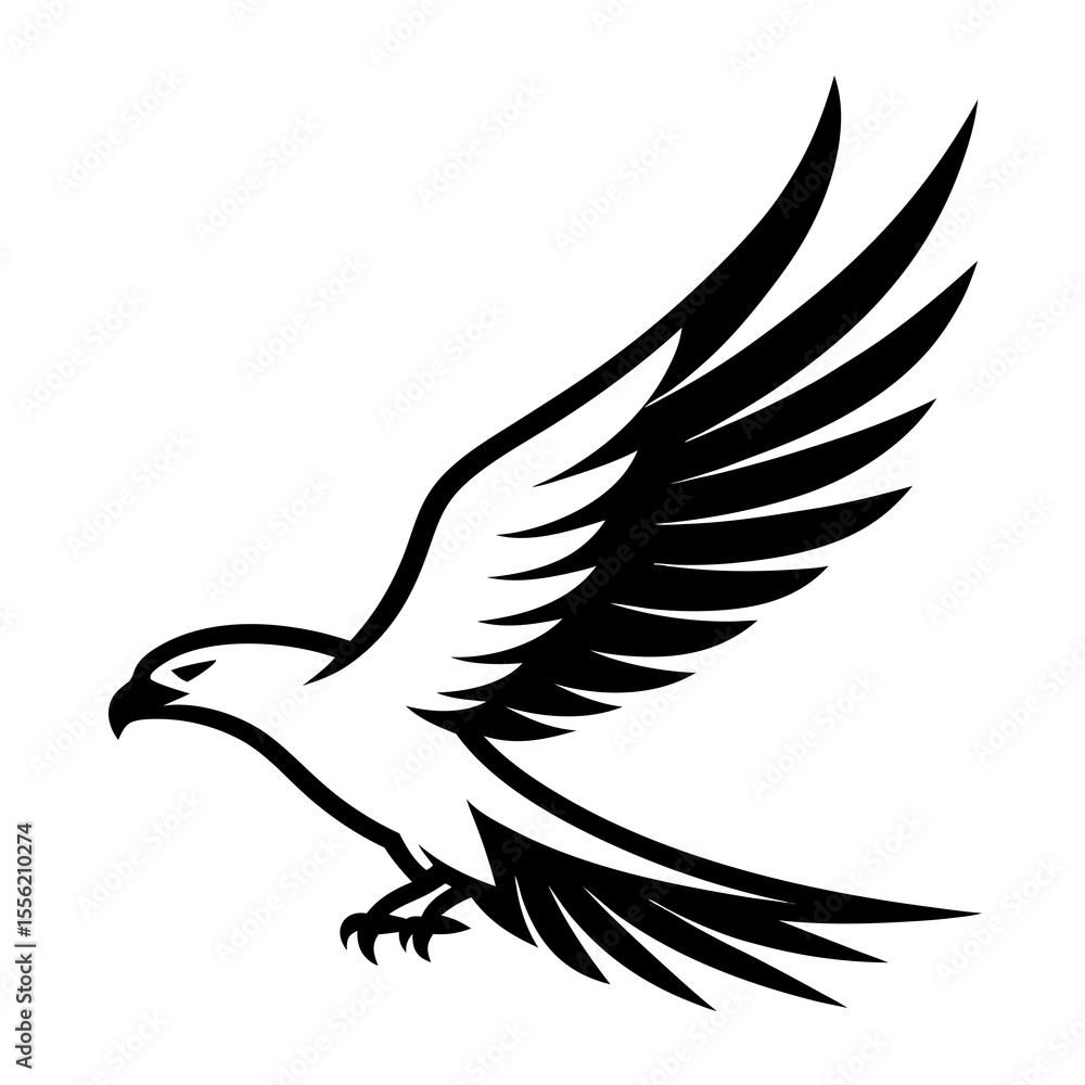 Obraz premium Line art illustration of an eagle in flight vector graphic design