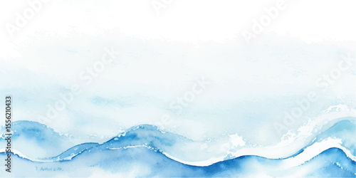  Elegant Light Blue Watercolor Sea Swell Texture with Misty Gradient Wash and Delicate Flowing Brush Details for Relaxed and Serene Design Concepts
