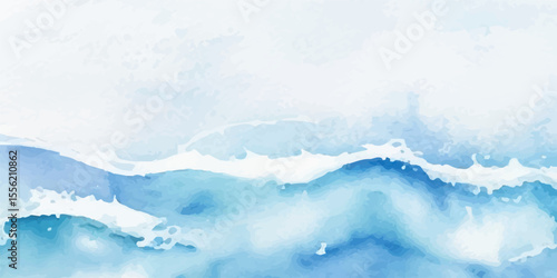 Gentle Blue Watercolor Ocean Wave Pattern with Soft Gradient Layers and Flowing Brush Strokes for Spa, Wellness, and Coastal Themes