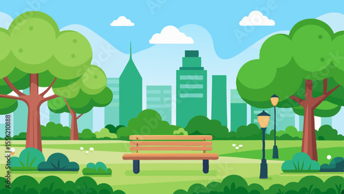 Urban Green Park  Eco-Friendly Vector Illustration