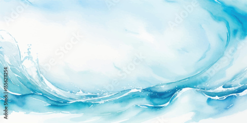 Soft Blue Watercolor Sea Ripple Texture with Airy Gradient Wash and Light Flowing Brushstrokes for Relaxed and Elegant Nature Backgrounds
