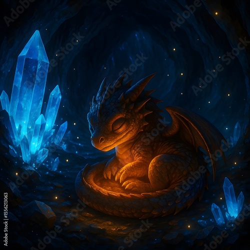 A Dragon Sleeping in the Crystal Mountain [magical outdoor]