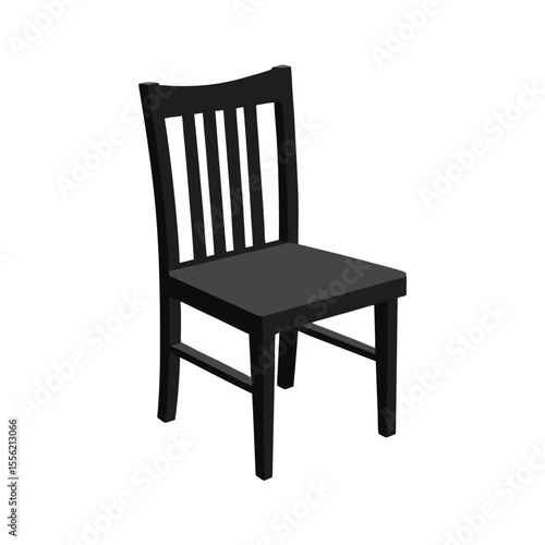 Black wooden chair, minimalist design, modern vector, clean lines, perfect for interior mockups, print, or online catalogs