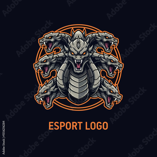 Fierce Hydra Mascot Logo Design for Esports Teams and Gaming Brands