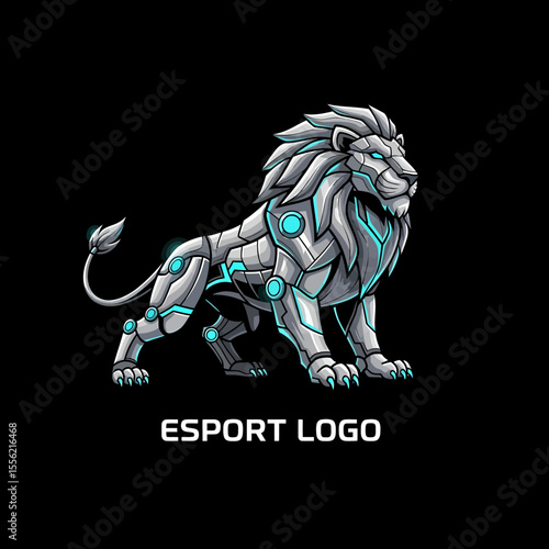 Robotic Lion Mascot Logo for Esports Teams and Gaming Brands
