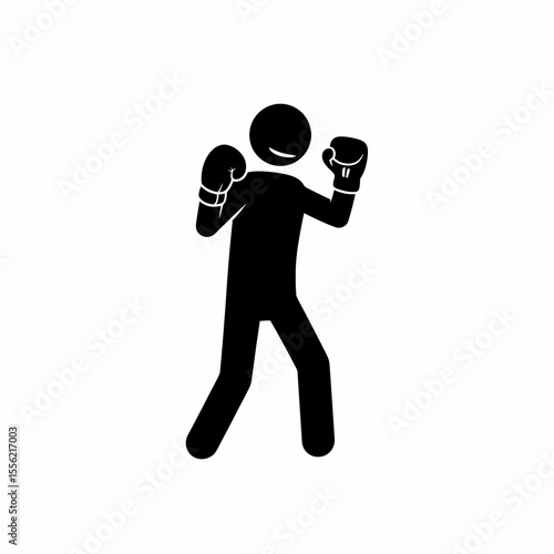 Dynamic Silhouette Boxer Figure in Fighting Stance Ready to Strike