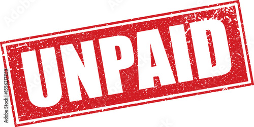 Red Unpaid Rubber Stamp Word Text Written in Reverse Grunge Button Vector in Sharp Border, Vintage, Transparent Background, Svg, Png