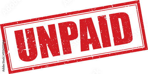 Red Unpaid Rubber Stamp Word Text Written in Grunge Vector in Double Sharp Border, Vintage, Transparent Background, Svg, Png
