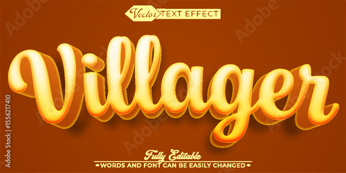 Farmer Villager Vector Editable Text Effect Template
