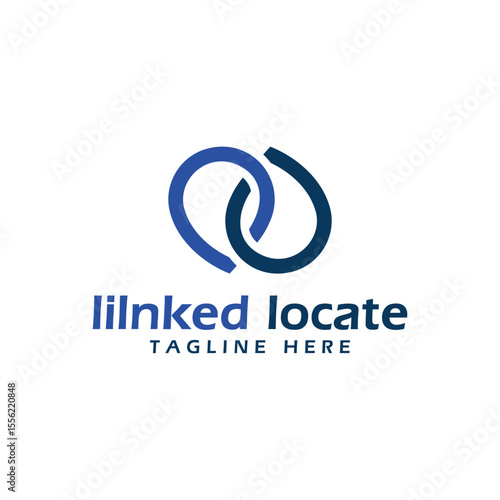 linked location logo design modern minimal concept GPS technology sign map travel 