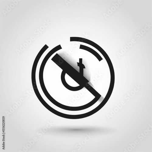 Black and white prohibition sign icon with a diagonal line across a symbol