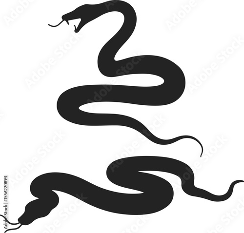 snake silhouettes in dynamic poses on white background
