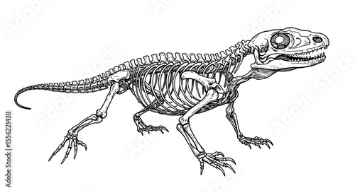 Dinosaur skeleton vector illustration for educational posters and prints in hand drawn style