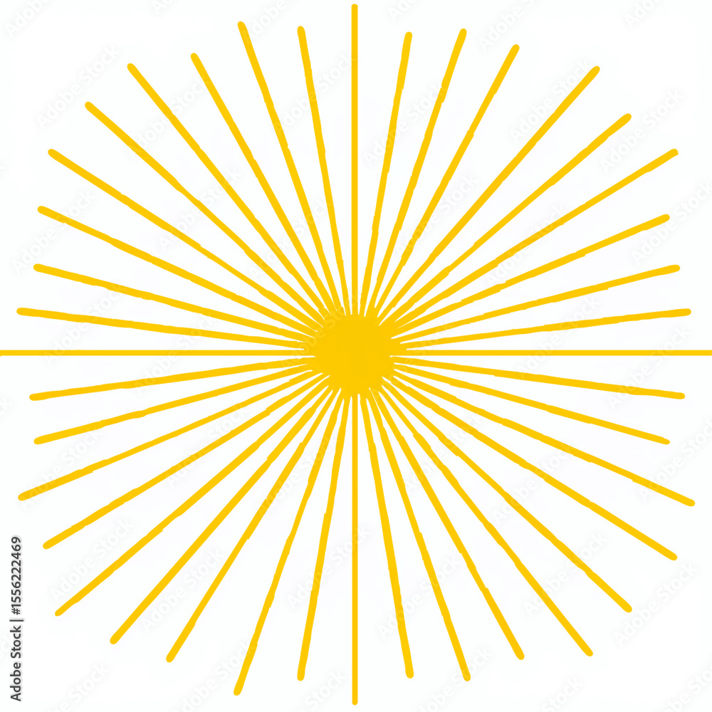 Fototapeta premium Golden Sunburst Radiating on White Backdrop