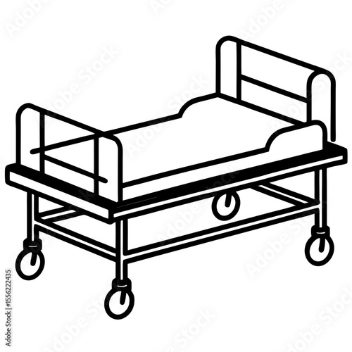 Isometric Medical Bed Illustration