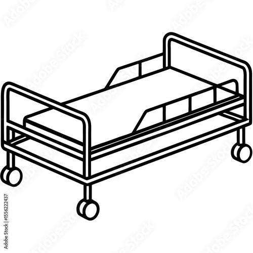 Isometric Medical Bed Illustration
