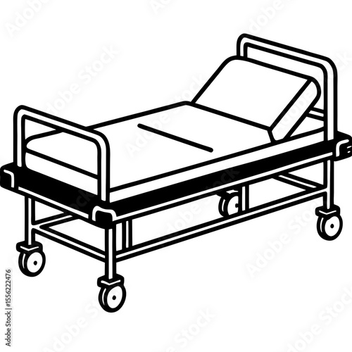 Isometric Medical Bed Illustration