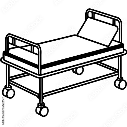 Isometric Medical Bed Illustration