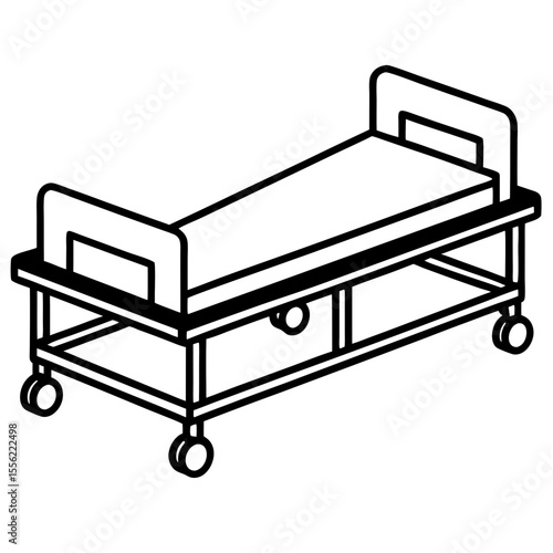 Isometric Medical Bed Illustration